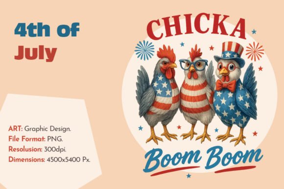 4th of July Chicken USA Flag PNG: A Clucky Design Asset