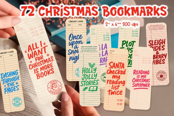 Add Vintage Charm to Holiday Reading with Retro Christmas Library Card Bookmarks