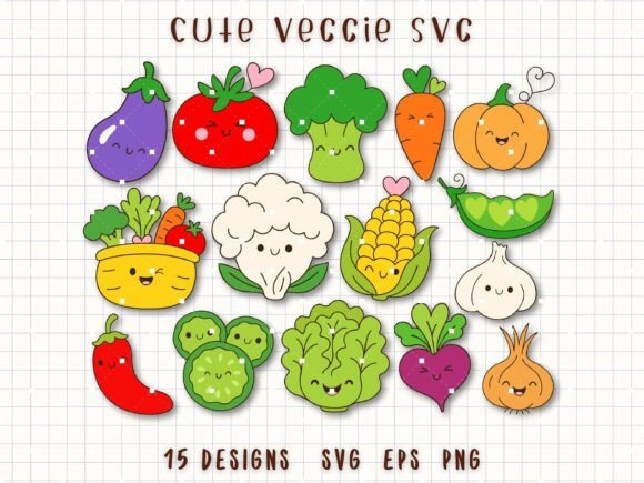 Cute Veggie SVG Vegetable Clipart: Fresh Design for Modern Projects