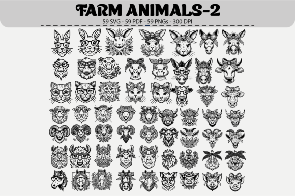Farm Animal Faces: 59 Designs for Whimsical Projects