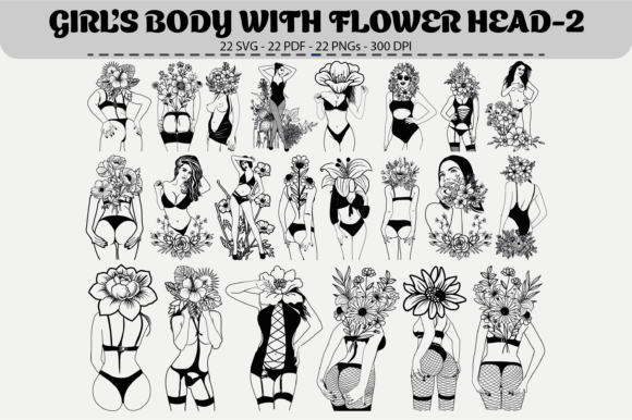 Girls Flower Head Clipart: 22 Daring Designs