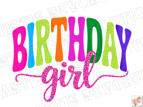 Glitter Birthday Girl Png Neon Birthday: Vibrant Design Assets