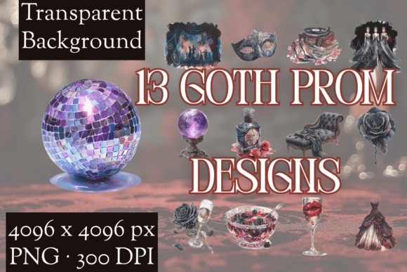 Gothic Prom Night Clipart: Dark Romance Design Elements