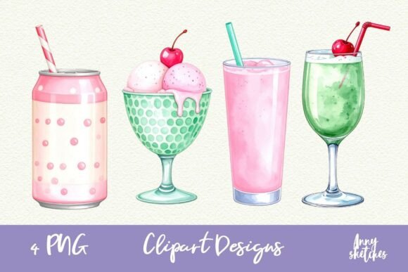 Ice Cream Soda Retro American Diner 50s: A Nostalgic Design Asset