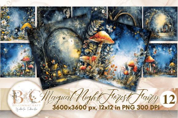 Magical Night Forest Fairy Digital Paper