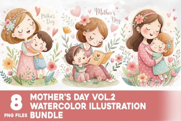 Mother's Day Watercolor Bundle Vol.2: Creative Design Assets