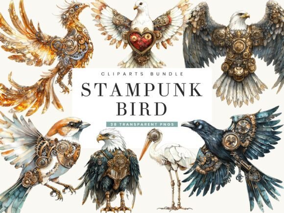 Steampunk Birds Clipart Bundle: A Designer’s Creative Toolkit