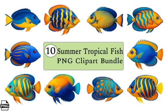 Summer Tropical Fish PNG Clipart Bundle: Vibrant Design Assets