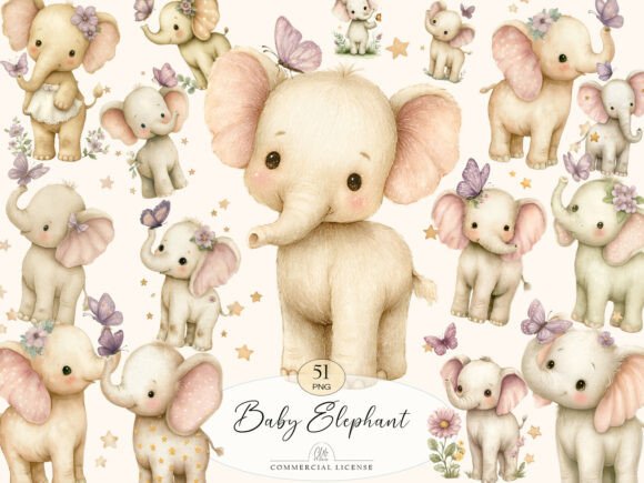 The Gentle Charm of PNG Baby Elephant Clipart for Modern Design