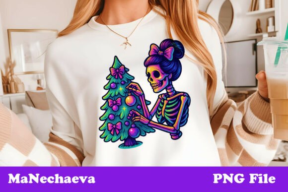 Trendy Neon Christmas Skeleton Girl: A Bold Festive Statement