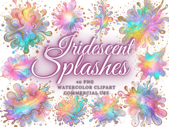 Unlock Creative Magic with Iridescent Watercolor Splashes Png