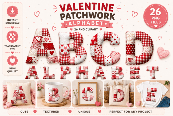 Valentine Patchwork Alphabet: A Cozy Quilted Touch for Your Designs