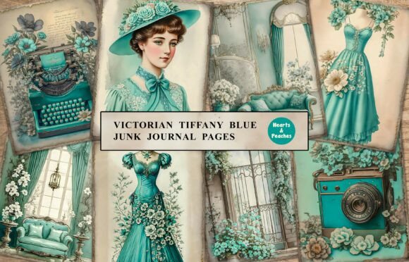 Victorian Tiffany Blue Junk Journal Page: Elegance in Every Detail