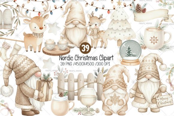 Warmth and Charm: Using Beige Christmas Clipart for Nordic Style